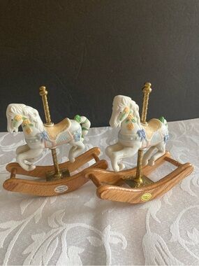 Ceramic White Rocking Horse Figurine by Giftec. Vintage